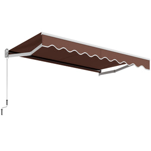 10 x 8.2 Feet Retractable Awning with Easy Opening Manual Crank Handle-Brown by DirectDeals