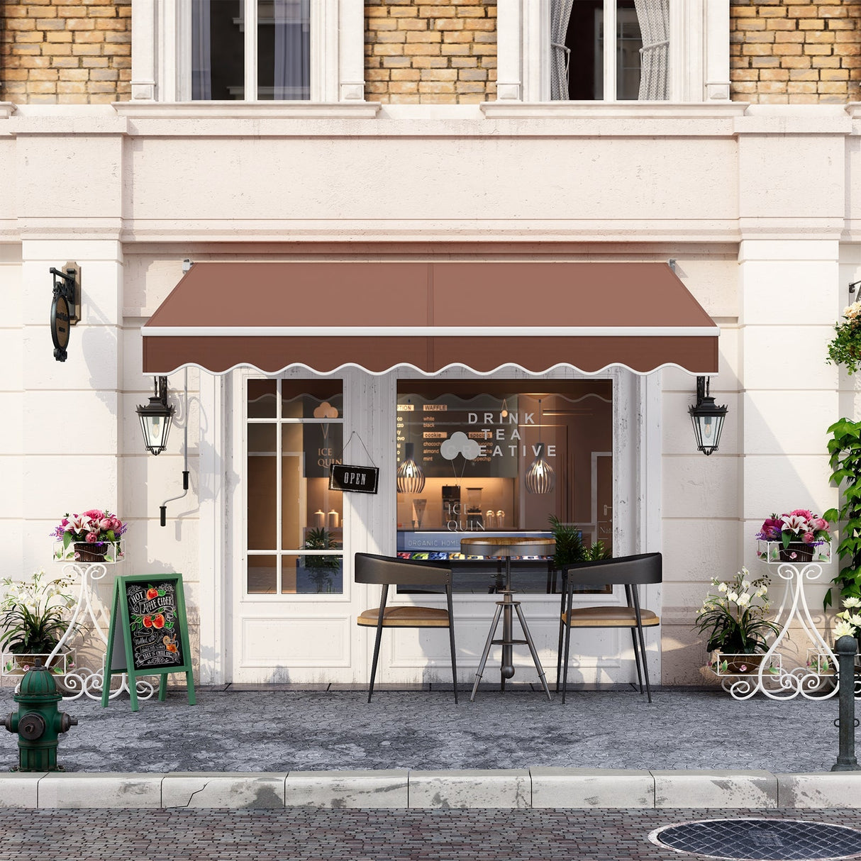 10 x 8.2 Feet Retractable Awning with Easy Opening Manual Crank Handle-Brown by DirectDeals