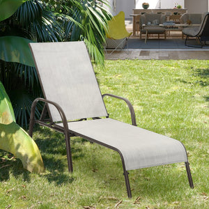 Adjustable Patio Chaise Folding Lounge Chair with Backrest-Black