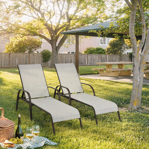 Adjustable Patio Chaise Folding Lounge Chair with Backrest-Black