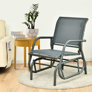 Outdoor Single Swing Glider Rocking Chair with Armrest-Brown