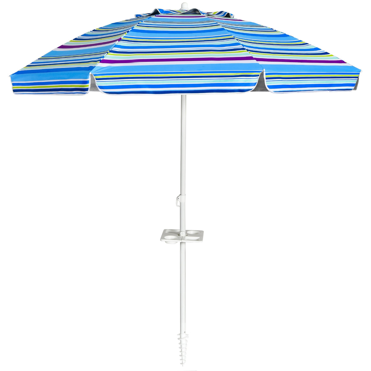 7.2 Feet Portable Outdoor Beach Umbrella with Sand Anchor and Tilt Mechanism-Navy