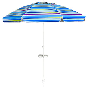 7.2 Feet Portable Outdoor Beach Umbrella with Sand Anchor and Tilt Mechanism-Navy