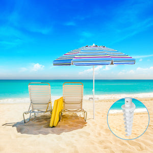 7.2 Feet Portable Outdoor Beach Umbrella with Sand Anchor and Tilt Mechanism-Navy