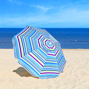7.2 Feet Portable Outdoor Beach Umbrella with Sand Anchor and Tilt Mechanism-Navy