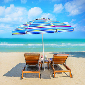 7.2 Feet Portable Outdoor Beach Umbrella with Sand Anchor and Tilt Mechanism-Navy