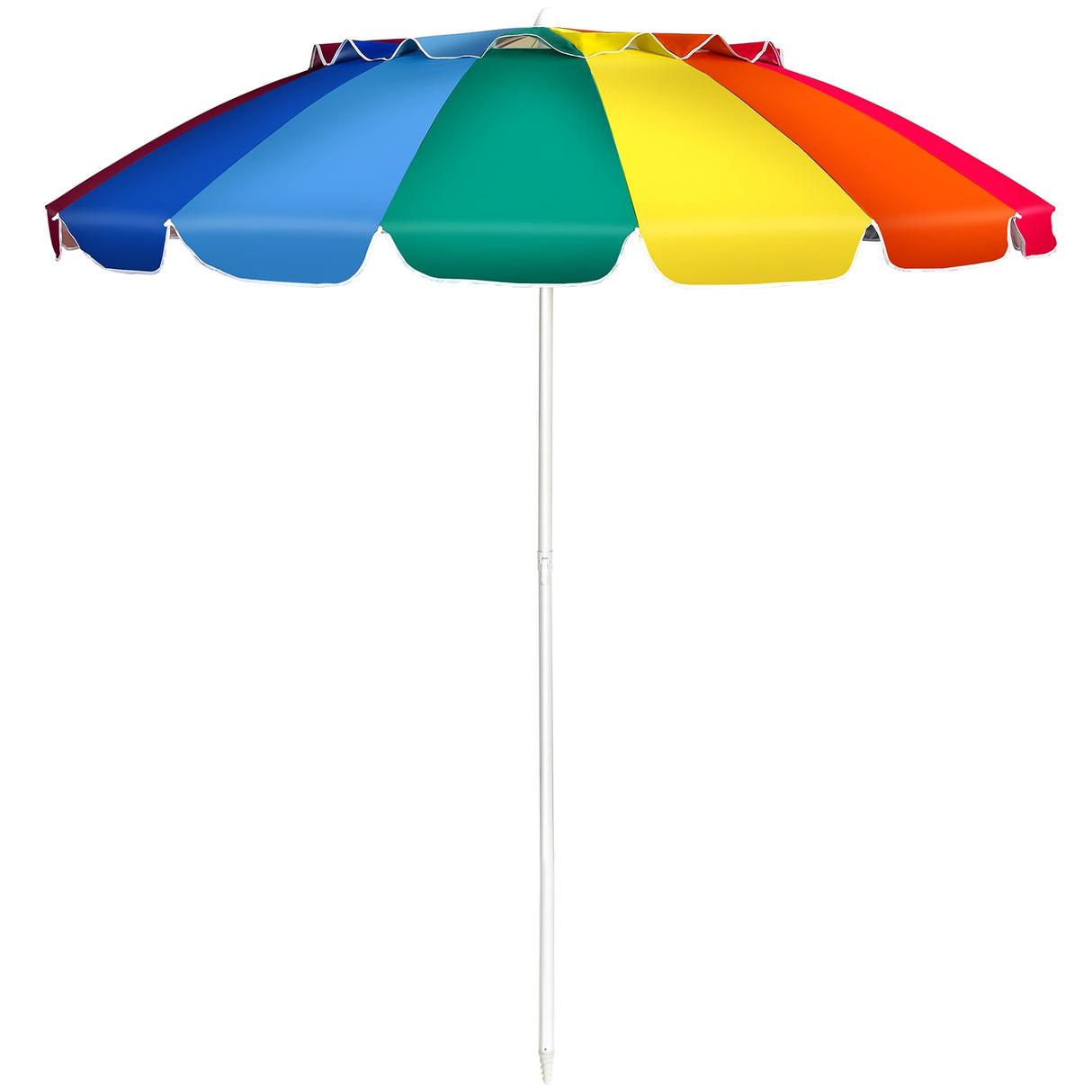 8FT Portable Beach Umbrella with Sand Anchor and Tilt Mechanism for Garden and Patio-Blue