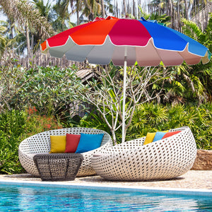 8FT Portable Beach Umbrella with Sand Anchor and Tilt Mechanism for Garden and Patio-Blue