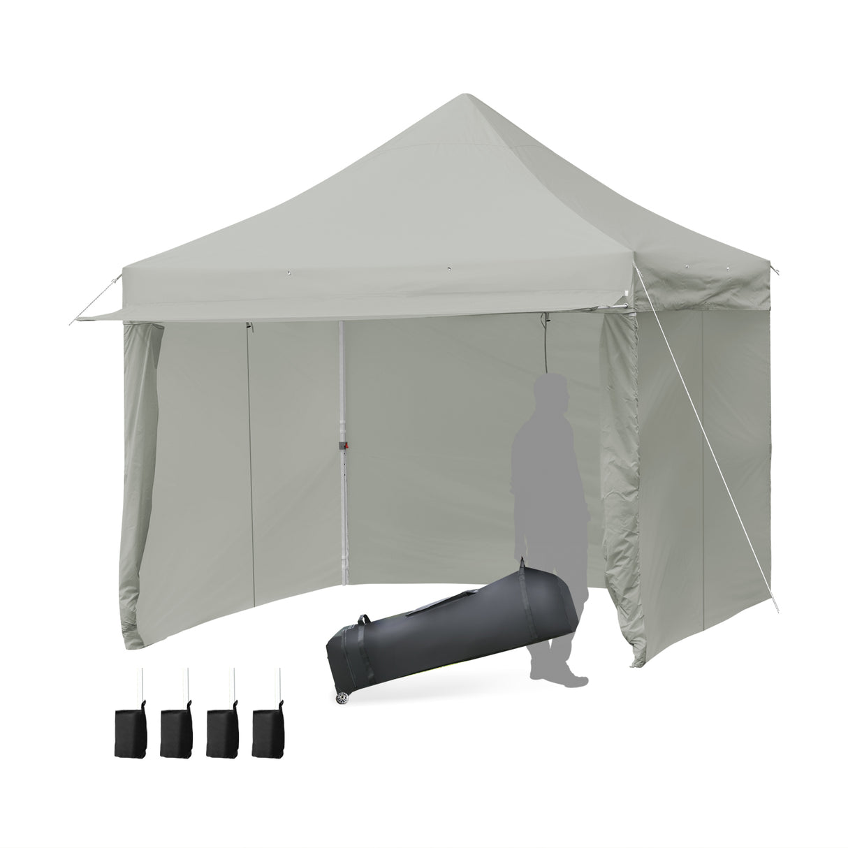 10 x 10 Feet Pop-up Gazebo with 5 Removable Zippered Sidewalls and Extended Awning-Blue