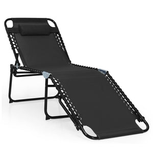Foldable Recline Lounge Chair with Adjustable Backrest and Footrest-Gray