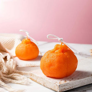 Orange Shaped Scented Candle Fruit Soy Wax Candle Smokeless Oil Aromatherapy Candle Cool Candles Shaped Candles Novelty Candle for Wedding Holiday Birthday Party Decor Aesthetic Candles for Women with Flower Fragrance