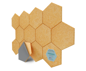 Hexagon Polyester Acoustic Panels - 12 Pack | Eco-Friendly Sound Absorption | Easy Peel & Stick Installation