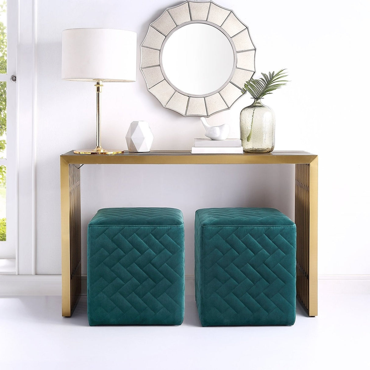 Alexis Velvet Cube Ottoman
