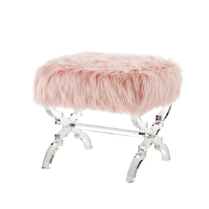 Giselle Faux Fur X-Leg Ottoman