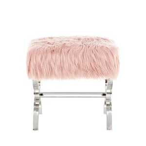 Giselle Faux Fur X-Leg Ottoman