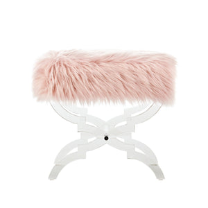 Giselle Faux Fur X-Leg Ottoman