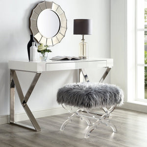 Giselle Faux Fur X-Leg Ottoman