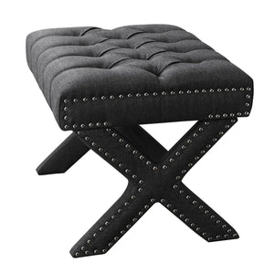 Louis Linen X-Leg Ottoman