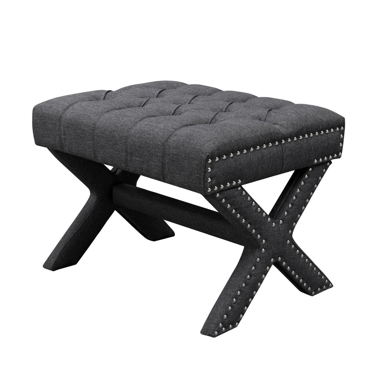 Louis Linen X-Leg Ottoman