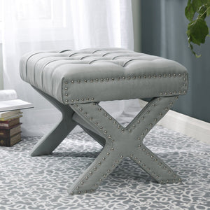 Louis Linen X-Leg Ottoman