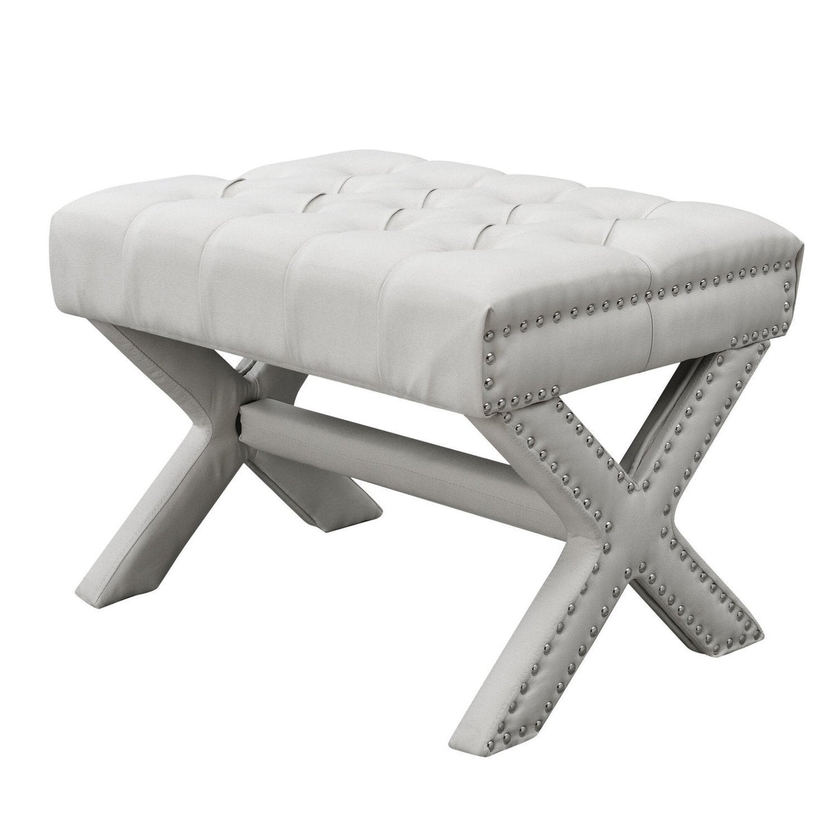 Louis Linen X-Leg Ottoman