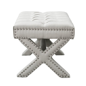 Louis Linen X-Leg Ottoman
