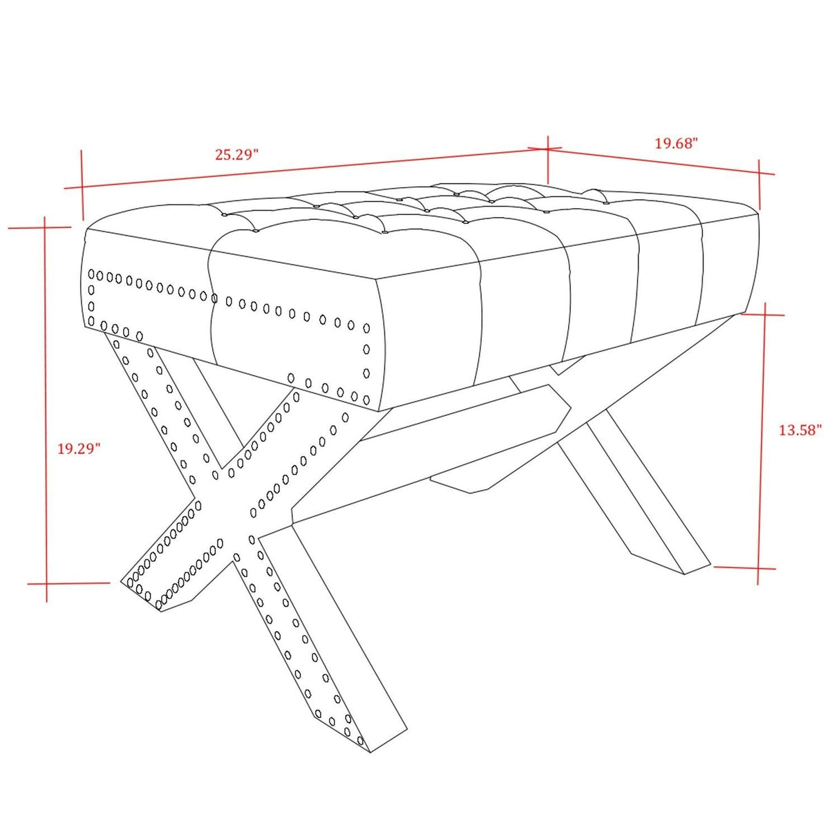 Louis Linen X-Leg Ottoman