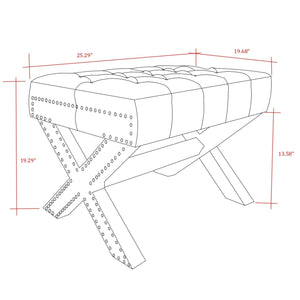 Louis Linen X-Leg Ottoman