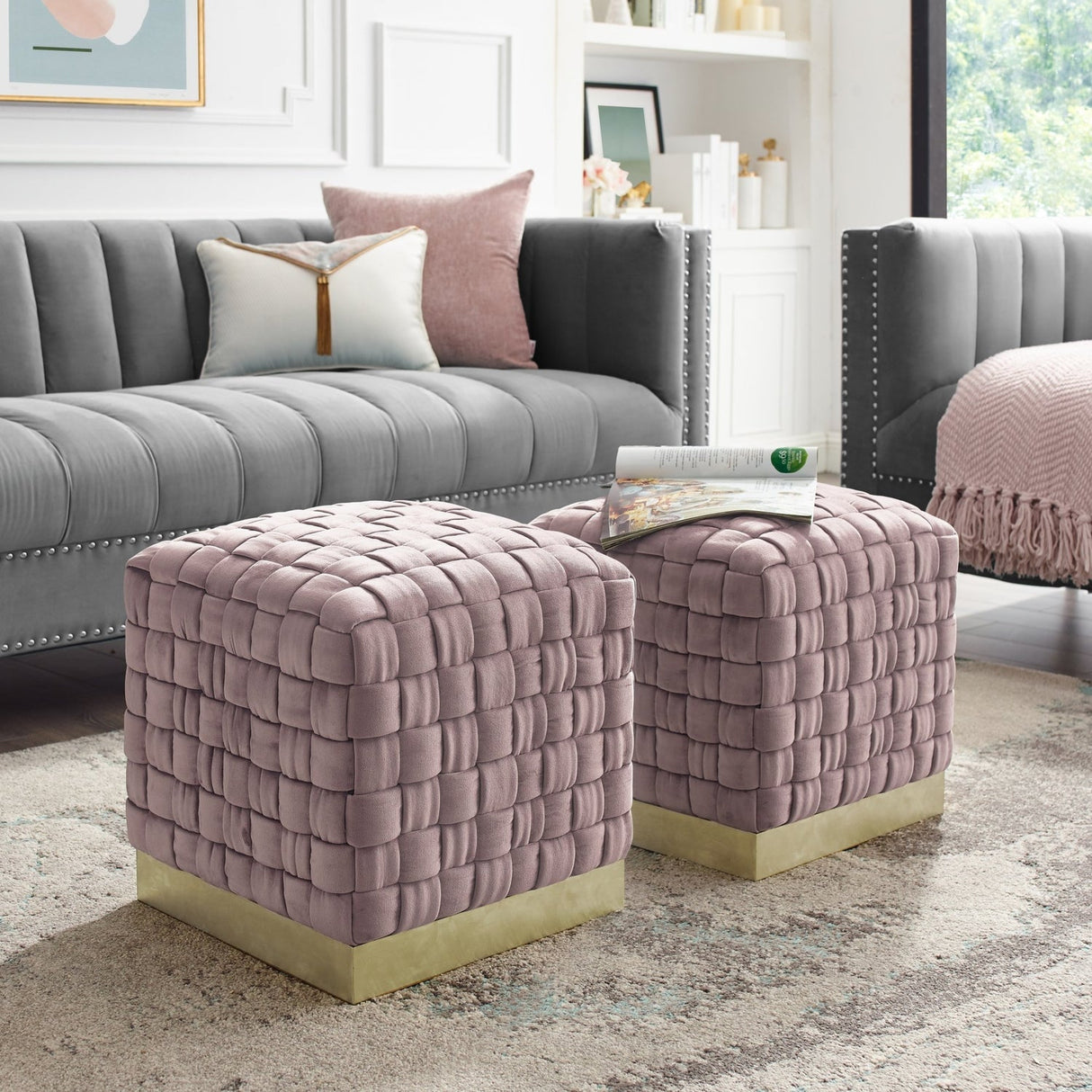 Satine Velvet Ottoman
