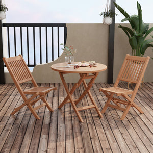 Outdoor Bistro Set with Slatted Seat and Tabletop for Backyard