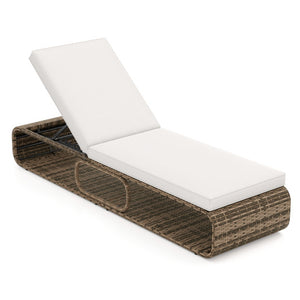 7-Position Adjustable PE Rattan Outdoor Chaise Lounge Chair-White