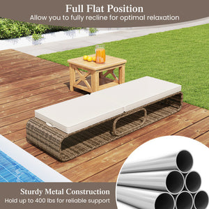 7-Position Adjustable PE Rattan Outdoor Chaise Lounge Chair-White