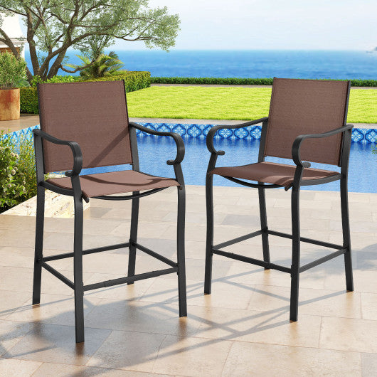 Outdoor Counter Height Bar Stools Set of 2 with Breathable Mesh Fabric