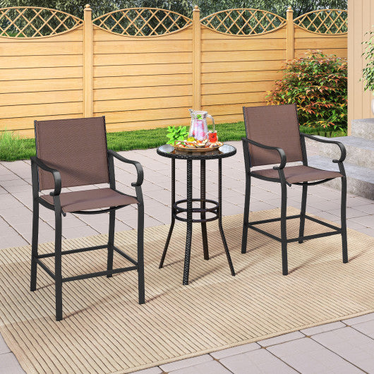 2-Person Patio Loveseat with Slatted Backrest and Comfortable Armrests