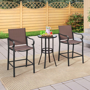 2-Person Patio Loveseat with Slatted Backrest and Comfortable Armrests