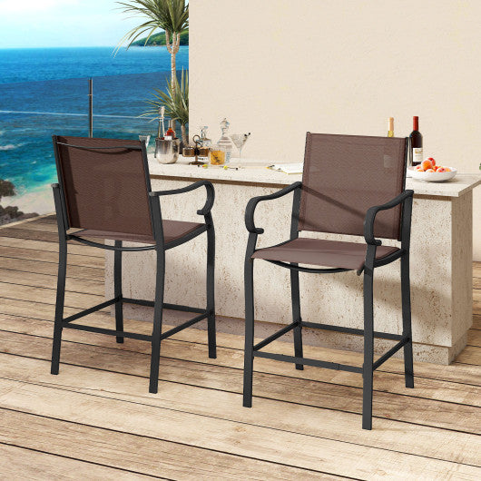 Outdoor Counter Height Bar Stools Set of 2 with Breathable Mesh Fabric