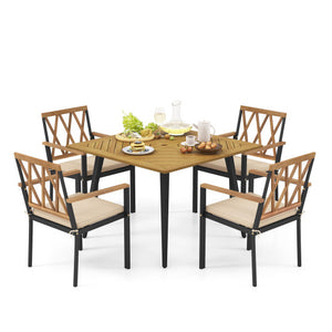 Outdoor Dining Table and Chairs with Cushions and 1.9 inches Umbrella Hole