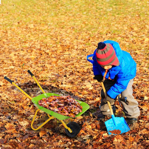 Outdoor Garden Backyard Play Toy Kids Metal Wheelbarrow-Light Green