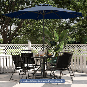 Outdoor Heavy Duty Market Umbrella with Crank Handle and 8 Sturdy Ribs-Navy