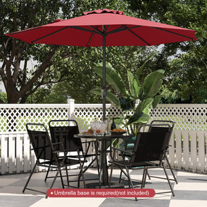 Outdoor Heavy Duty Market Umbrella with Crank Handle and 8 Sturdy Ribs-Red