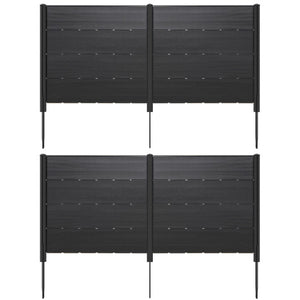 Outdoor Privacy Fence Screen with 5 Ground Stakes for Garden Yard Patio-Black