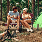 Outdoor Rocker Camping Chair with Dual Springs and Padded Back-Red