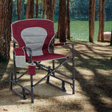 Outdoor Rocker Camping Chair with Dual Springs and Padded Back-Red