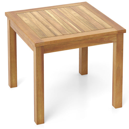 Outdoor Side Table Teak Wood End Table Square Patio Snack Coffee Table
