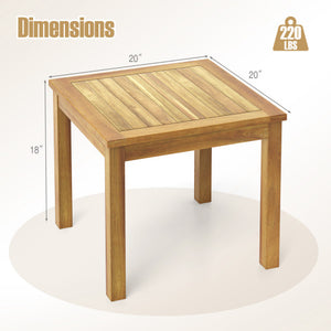 Outdoor Side Table Teak Wood End Table Square Patio Snack Coffee Table