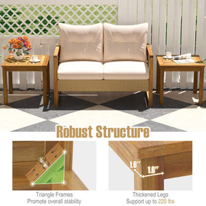 Outdoor Side Table Teak Wood End Table Square Patio Snack Coffee Table