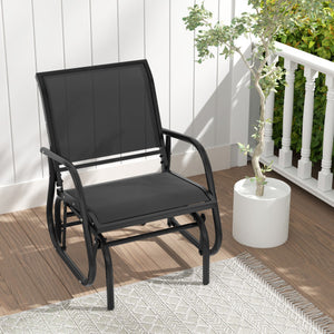 Outdoor Single Swing Glider Rocking Chair with Armrest-Black