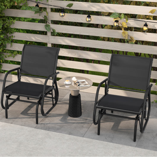 Outdoor Single Swing Glider Rocking Chair with Armrest-Black