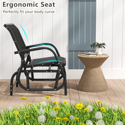 Outdoor Single Swing Glider Rocking Chair with Armrest-Black