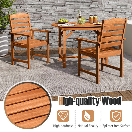 Outdoor Wooden Dining Chairs with Inclined Backrests and Slatted Seats